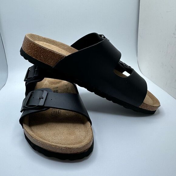 CUSHIONAIRE Women's Cork Footbed Sandal With +Comfort 7 BLACK - Picture 6 of 7